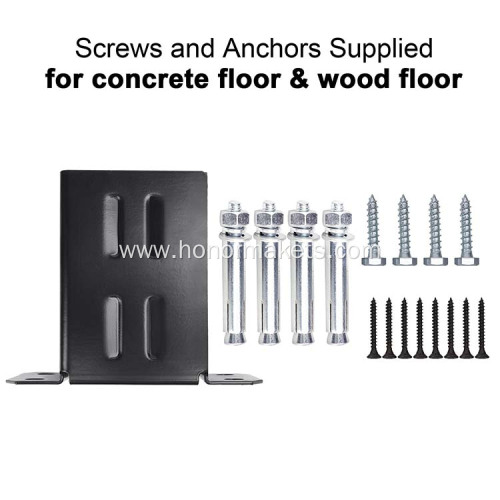Thick Steel and Black Powder Coated 4x4 Wood Fence Post Anchor Base with Wood Screws and Concrete Anchors